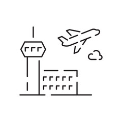 Public transport. Airplane line icon vector. Traffic symbol and travel