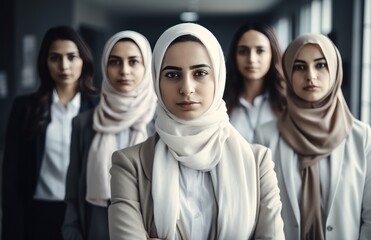 Group of confident female middle eastern executives looking at the camera. Generative AI