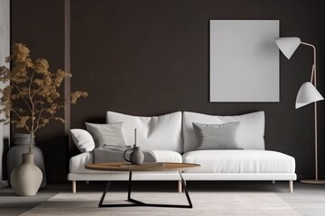 Fototapeta na wymiar interior background grey apartment white couch lounge living room carpet room luxury. Generative AI.