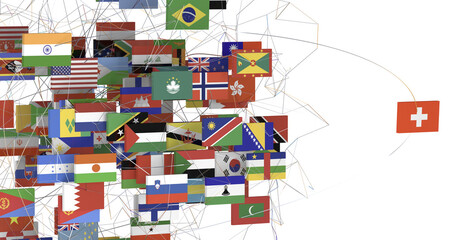 World map with all states and their flags