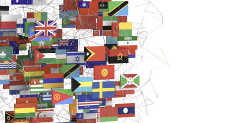 World map with all states and their flags