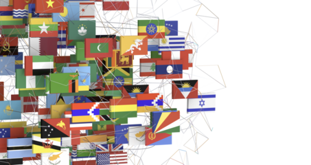 World map with all states and their flags