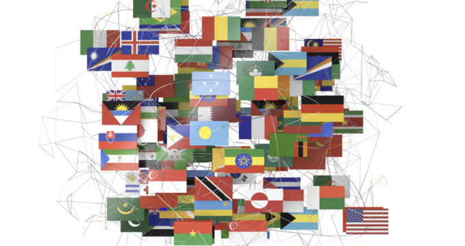 World map with all states and their flags