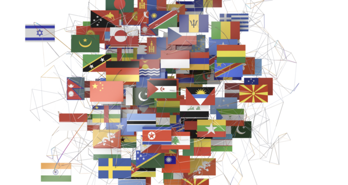 World map with all states and their flags