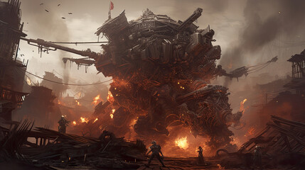Armed Steampunk Mech Fighting in a Ruined City
Generative AI Technology