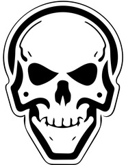 Sci-fi skull logo design in black and white, vector illustration of an alien head, extraterrestrial creature