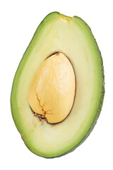 Half of ripe avocado isolated on white background.