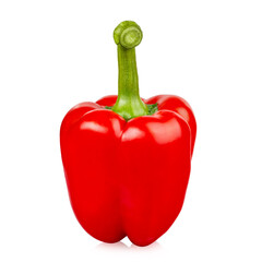 Ripe red bell pepper isolated on white background.