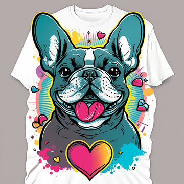 T-shirt Art of a cute happy french bulldog AI Generated