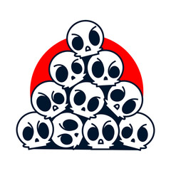 A pile of skulls human skulls with many shaped background tattoo hand drawing vectors art