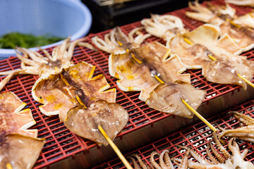 Grill squid in the street market
