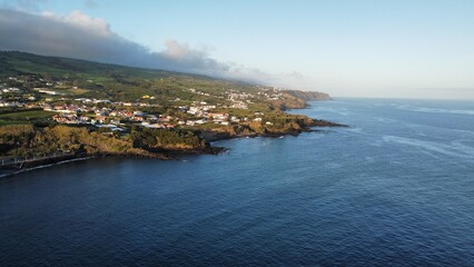 Drone landscape view of Sao Miguel, Azores