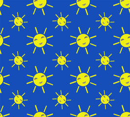 Pattern seamless with sun character. Design for paper, fabric, site

