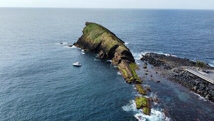 Drone landscape view of Sao Miguel, Azores