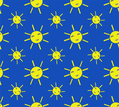 Pattern seamless with sun character. Design for paper, fabric, site
