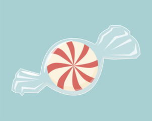 Cartoon vector candy isolated on a blue background. Vector illustration. Top view icon.