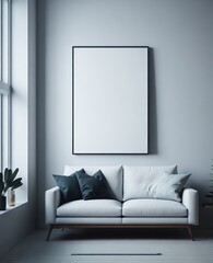 frame mockup, modern interior with sofa 