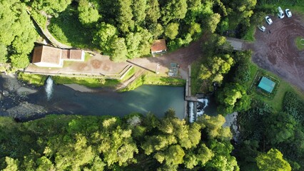 Drone landscape view of Sao Miguel, Azores