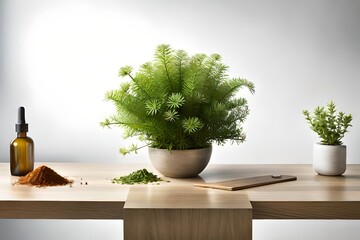 plant in a pot on the table, generative ai