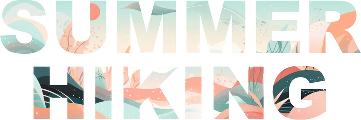 Summer hiking sign in pastel colors on transparent background. Generative AI.