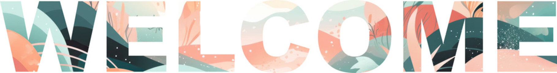 Welcome sign in pastel colors on transparent background. Generative AI.