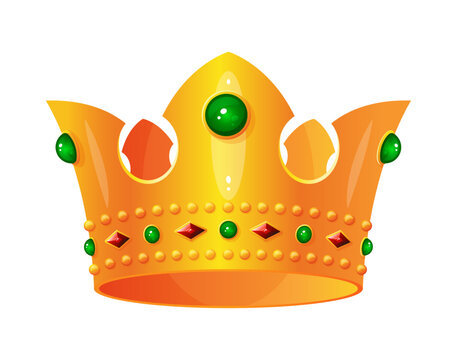 Golden crown with diamonds. Isolated vector and PNG illustration on transparent background	
