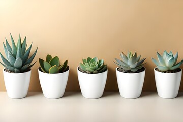 cactus in flowerpot on warm background, generative ai
