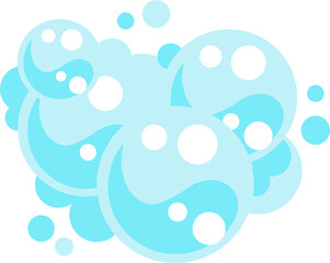 Soap foam bubbles. Cartoon bath suds of shampoo.