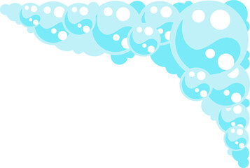 Soap foam bubbles. Cartoon bath suds of shampoo.