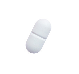 White antibiotic pill on transparent background