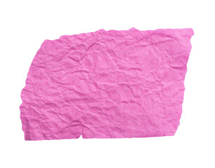 Crumpled pink paper png. Ripped wrinkled paper piece.