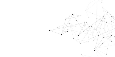 Minimalistic design with connecting the dots and lines. Abstract geometric background of science and technology concept