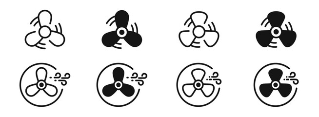 Fan icon set. Ventilator icon collection. Propeller vector icon set. Cooler icon. EPS 10 - obrazy, fototapety, plakaty