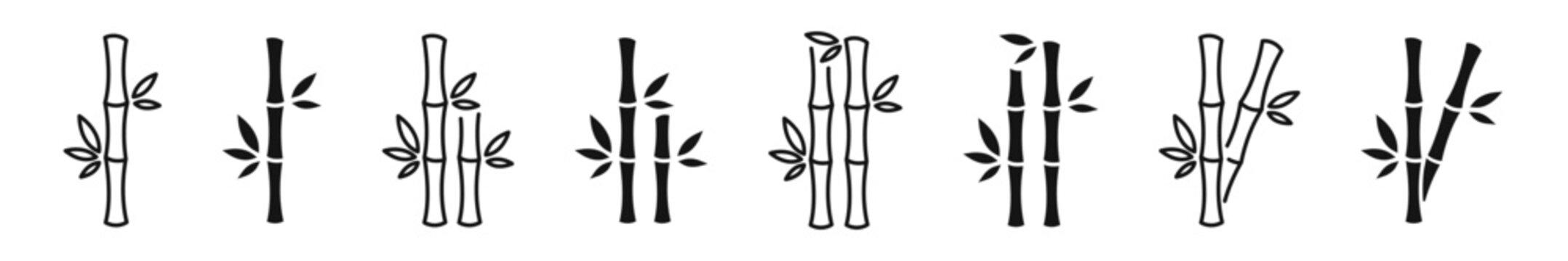 Bamboo vector icon set. Bamboo symbols. Bamboo plant silhouettes. EPS 10