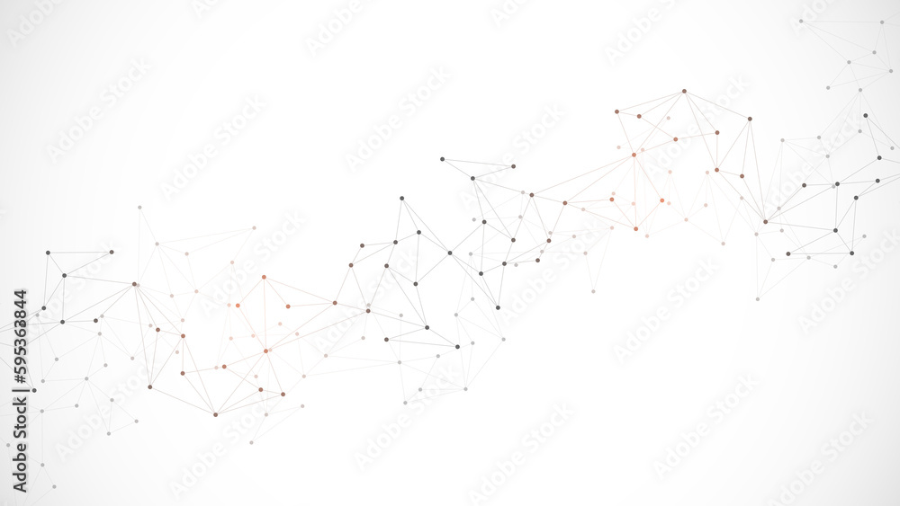 Poster minimalistic design with connecting the dots and lines. abstract geometric background of science and