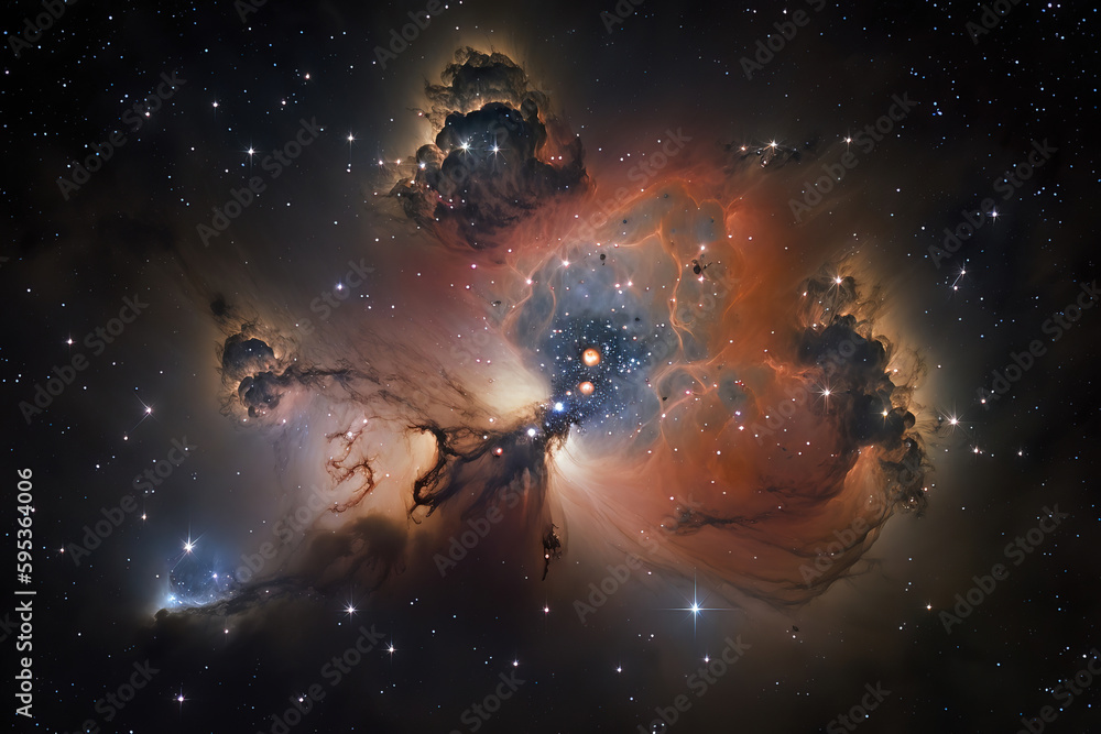 Wall mural glowing nebula with stars. fantasy galaxy generative ai background