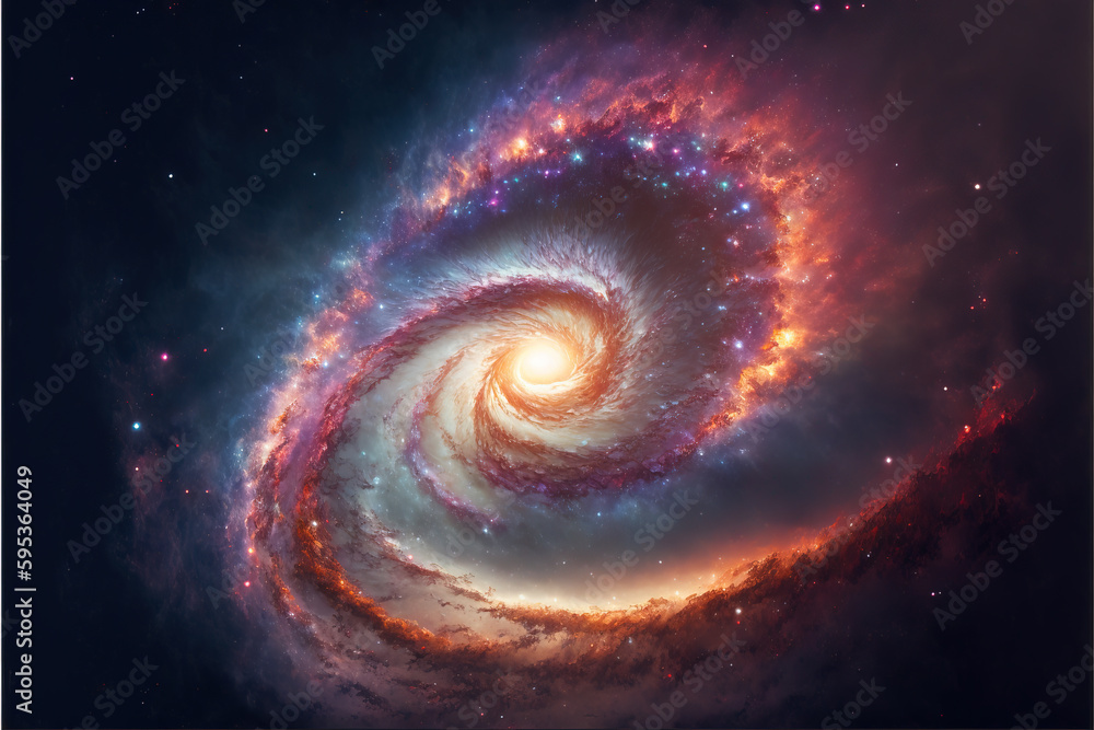 Wall mural spiral galaxy. space with stars generative ai background