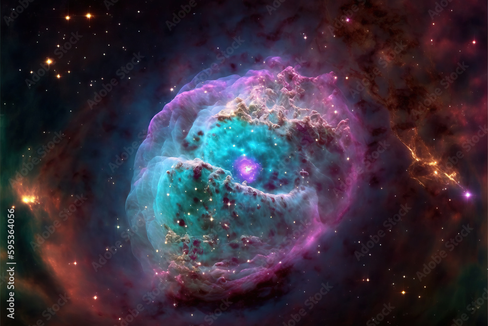 Canvas Prints pearl nebula with stars. fantasy galaxy generative ai background