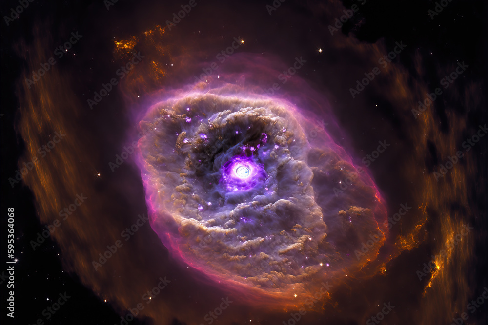 Canvas Prints pearl nebula with stars. fantasy galaxy generative ai background