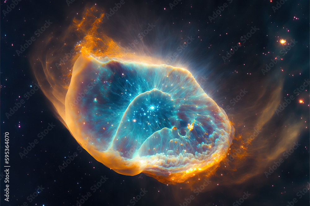 Canvas Prints glowing nebula with stars. fantasy galaxy generative ai background