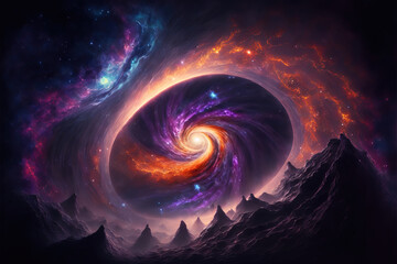 Spiral Galaxy. Space with stars generative AI background