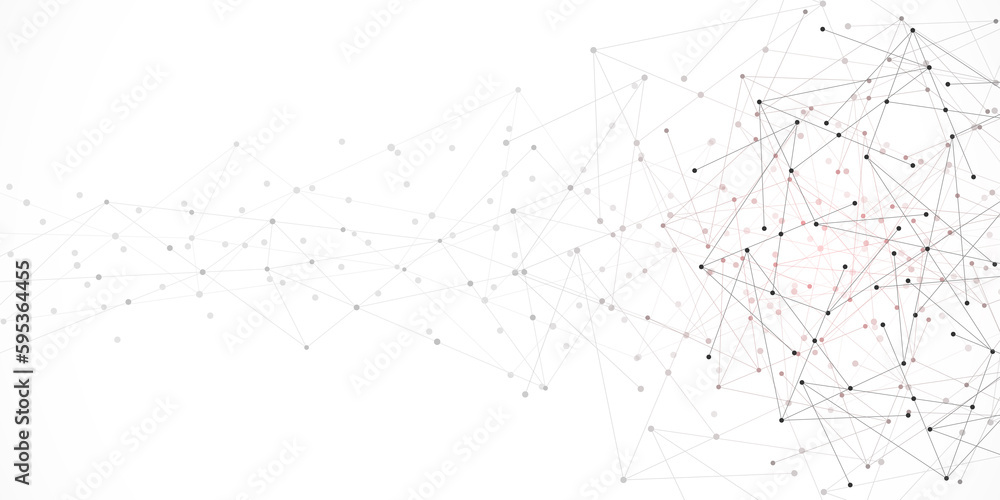 Fototapete Abstract fractal background and geometric pattern with connecting dots and lines