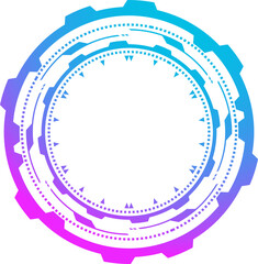 HUD futuristic element. Abstract optical neon aim. Circle geometric shape for virtual interface and games. Camera viewfinder for sniper weapon.