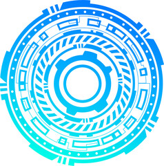 HUD futuristic element. Abstract optical neon aim. Circle geometric shape for virtual interface and games. Camera viewfinder for sniper weapon.