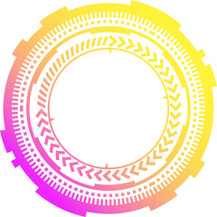 HUD futuristic element. Abstract optical neon aim. Circle geometric shape for virtual interface and games. Camera viewfinder for sniper weapon.
