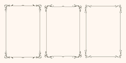Set of vector frames with swirls and leaves