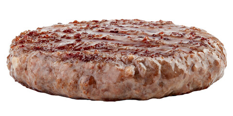 grilled hamburger meat isolated on white background, full depth of field