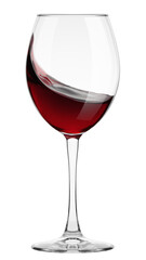 red Wine in glass isolated on white background, full depth of field