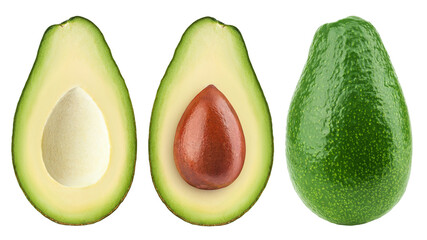 avocado isolated on white background, full depth of field