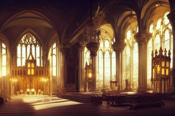 Obraz premium interior of the cathedral, generative ai